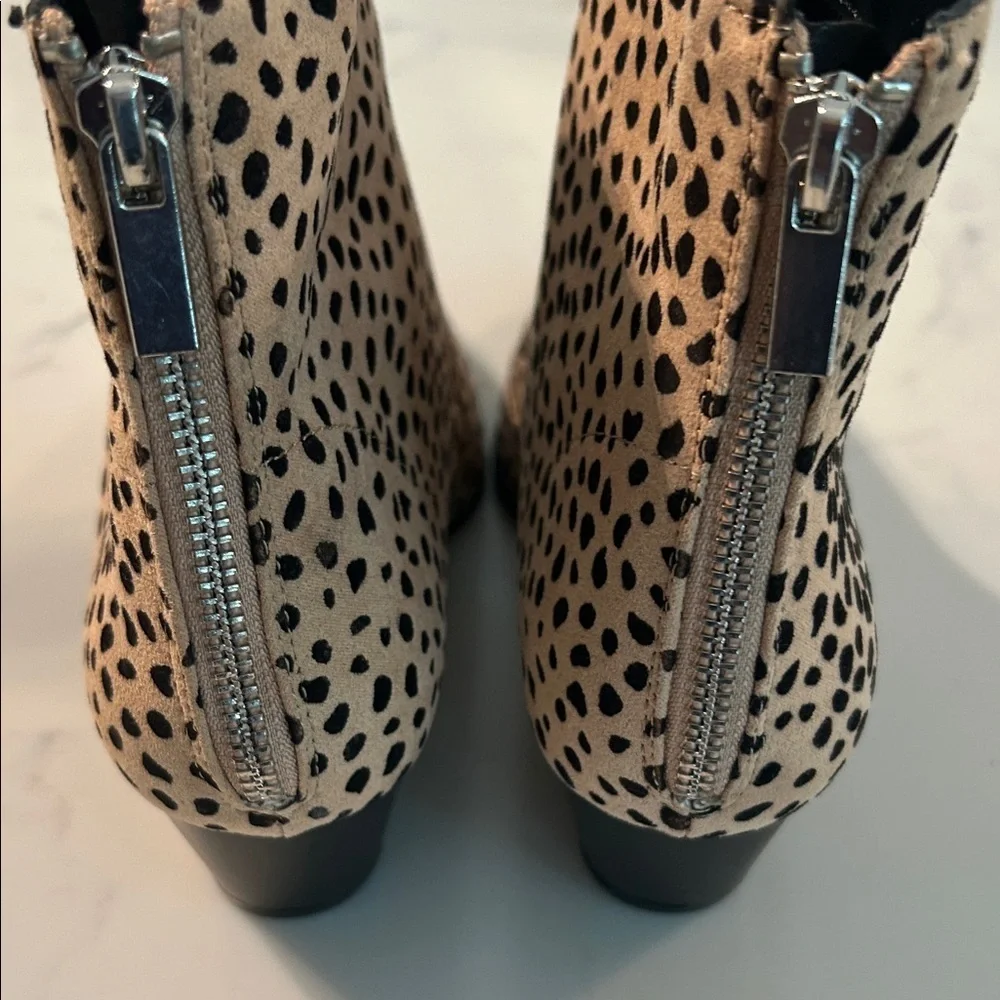 Qupid Tan and Black Spotted Ankle Boots